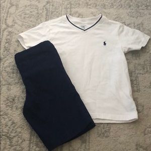 4T Polo shirt and Cat&Jack Navy Shorts